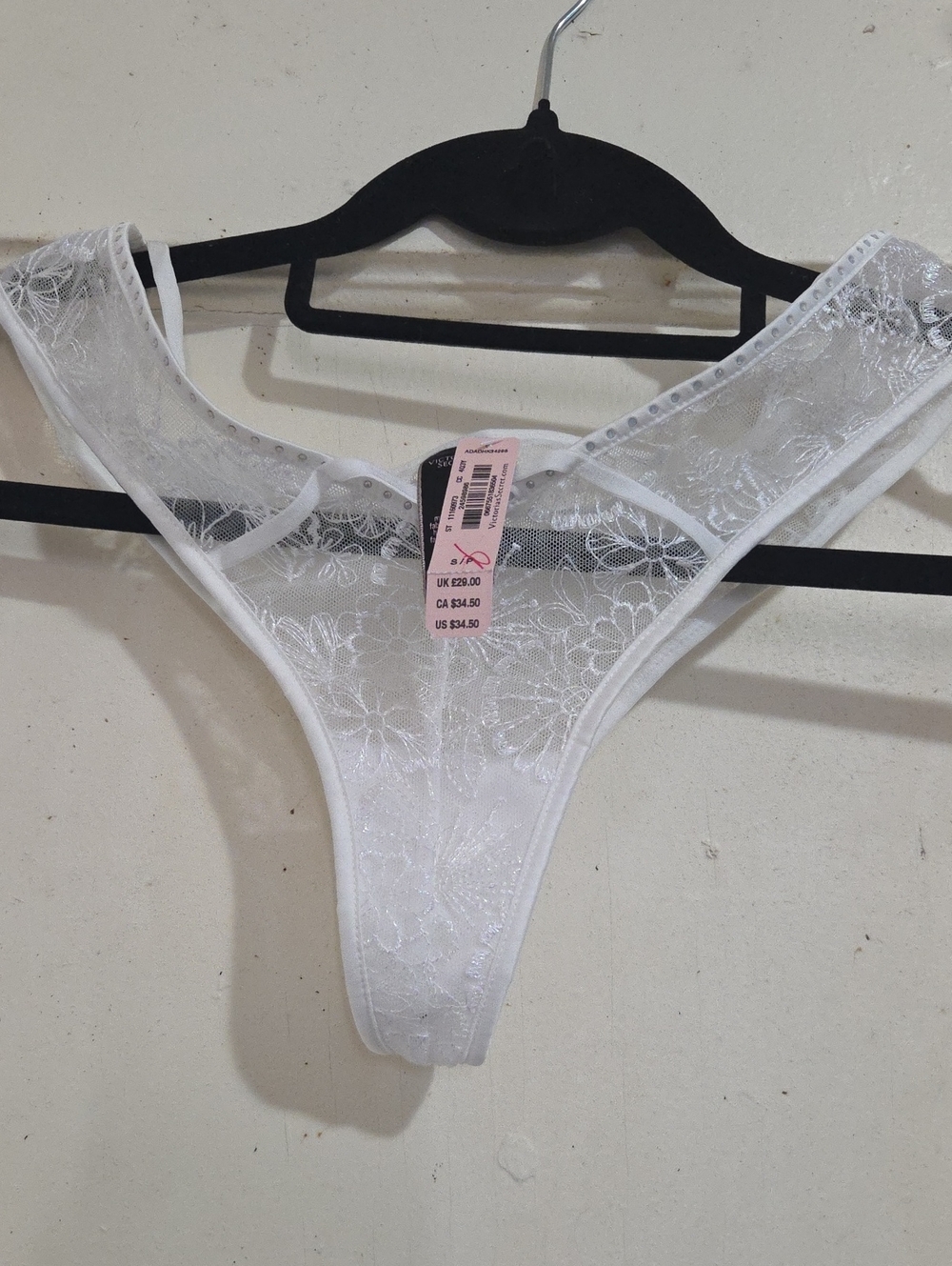 Victoria's Secret White Floral Lace Thong